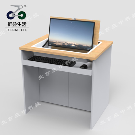 Q1單人位顯示器隱藏電腦桌，多功能翻轉(zhuǎn)電腦桌